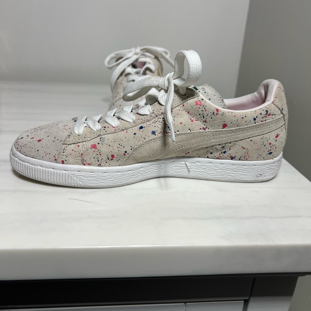 Puma Men's Natural Paint Splatter Sneakers Suede Classic Allo Gray Size 8.5 - Picture 4 of 13